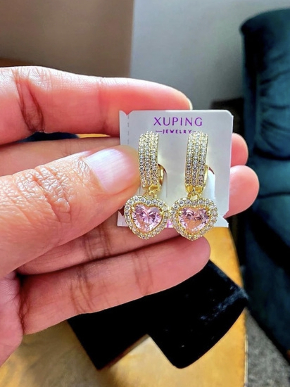 Arracadas Con Corazón Oro Laminado 14k